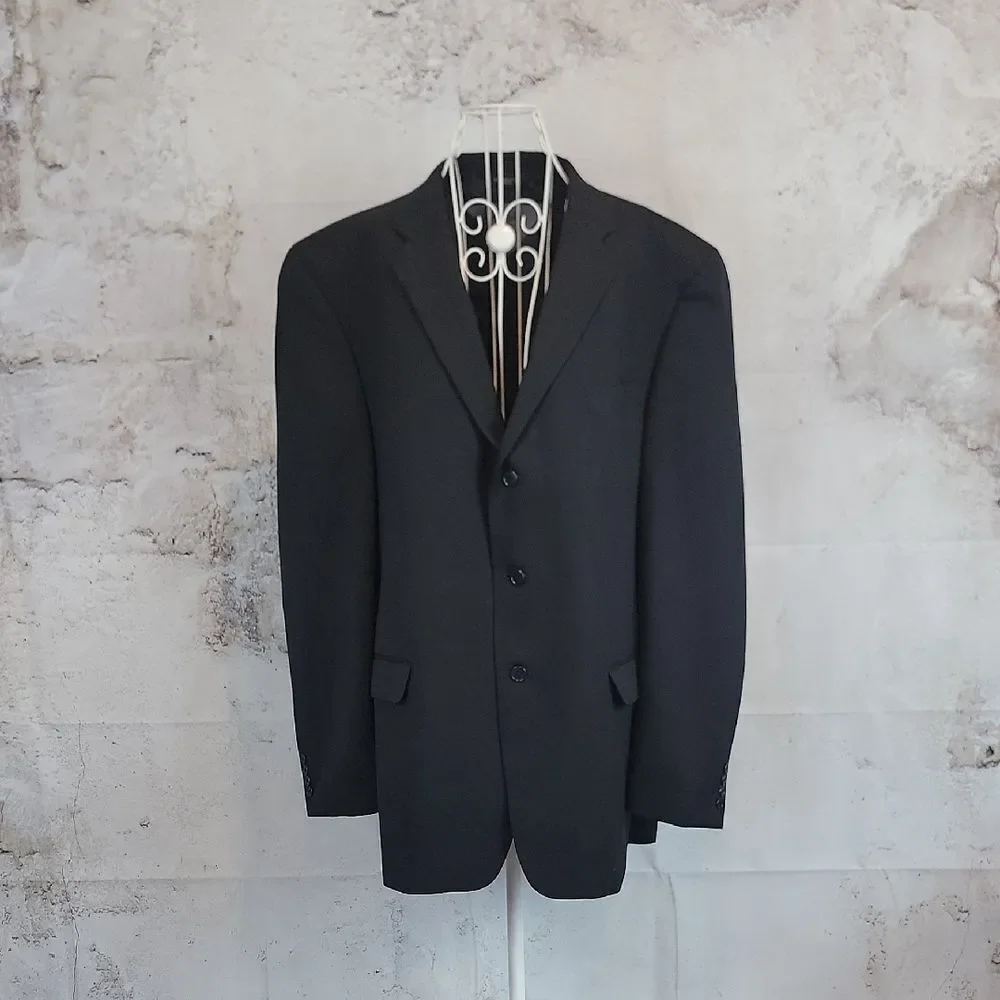 Claiborne Single Breasted Black Men's Suit Blazer Size 48L